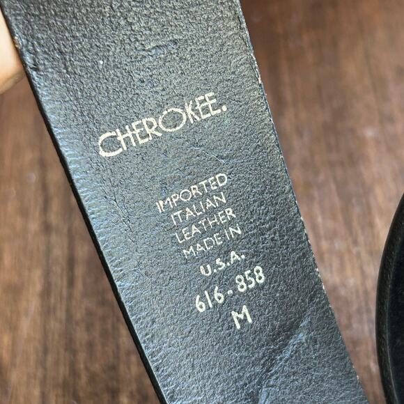 Cherokee genuine Italian leather belt size medium 34 Brass buckle black - Picture 8 of 12